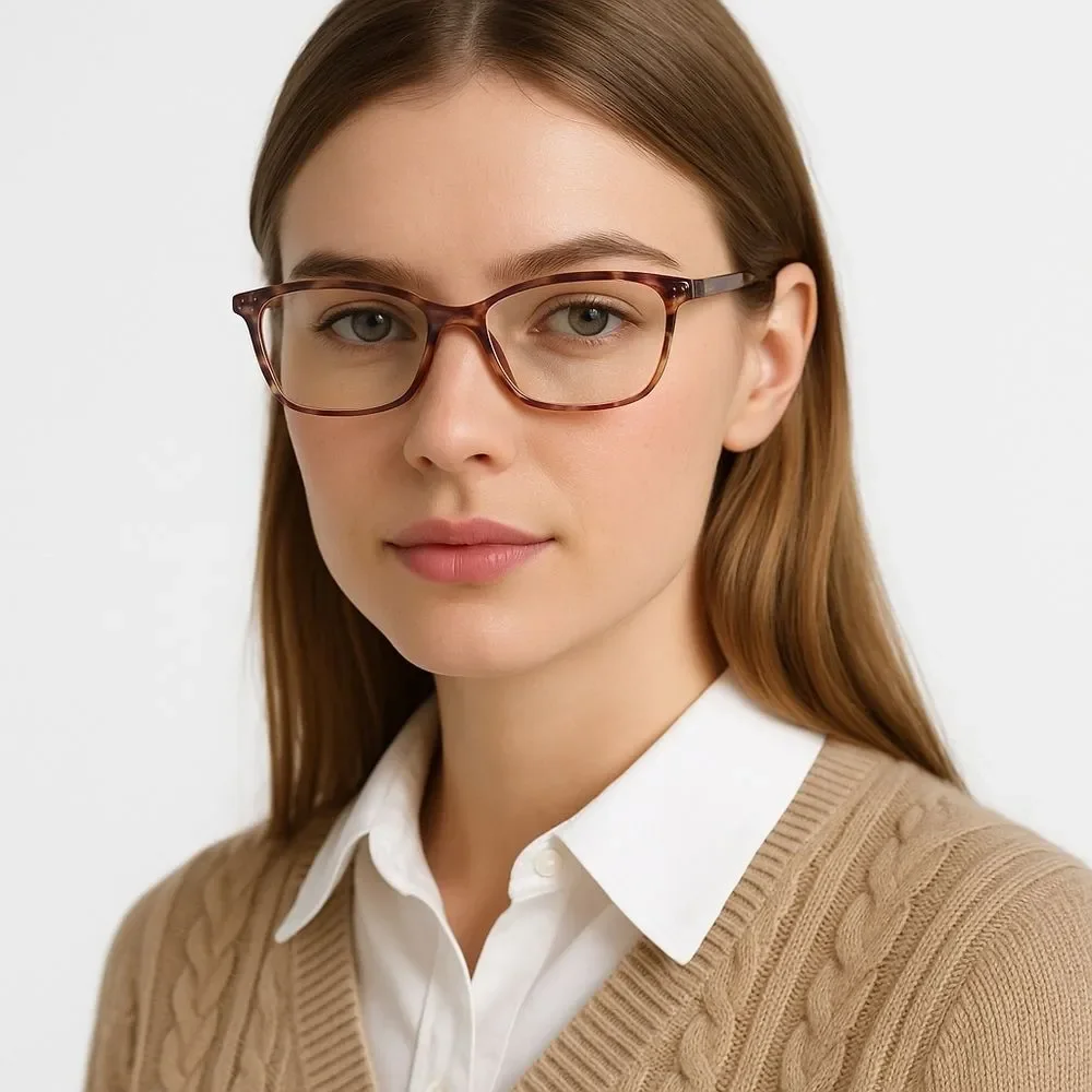 Herofin Rectangular Tortoiseshell Purple Amber Reading Glasses +2.75 Lightweight
